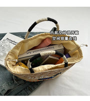Straw Summer Bag for Women, Natural Summer Vacation Purse in Khaki, styled as a SheSelects summer accessory
