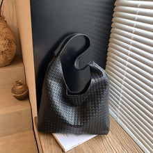 Woven Vegan Leather Hobo Bag with Matching Pouch, Large Slouchy Shoulder Purse