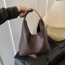 Woven Vegan Leather Hobo Bag with Matching Pouch, Large Slouchy Shoulder Purse