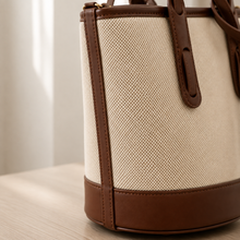 Strukturierte Canvas-Bucket-Bag mit Reißverschlussfächern und Crossbody-Riemen