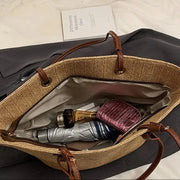Straw Basket Bag for Women, Beach Vacation and Market Purse, styled as a SheSelects summer accessory