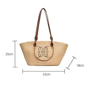 Straw Basket Bag for Women, Beach Vacation and Market Purse, styled as a SheSelects summer accessory