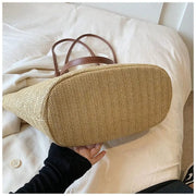 Straw Basket Bag for Women, Beach Vacation and Market Purse, styled as a SheSelects summer accessory