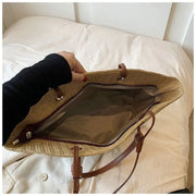 Straw Basket Bag for Women, Beach Vacation and Market Purse, styled as a SheSelects summer accessory
