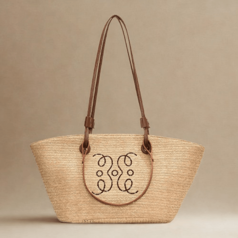Straw Basket Bag for Women, Beach Vacation and Market Purse