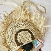 Straw Summer Bag for Women, Natural Summer Vacation Purse in Beige, styled as a SheSelects summer accessory