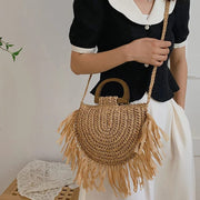 Straw Summer Bag for Women, Natural Summer Vacation Purse in Beige, styled as a SheSelects summer accessory