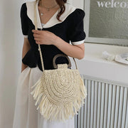 Straw Summer Bag for Women, Natural Summer Vacation Purse in Beige, styled as a SheSelects summer accessory