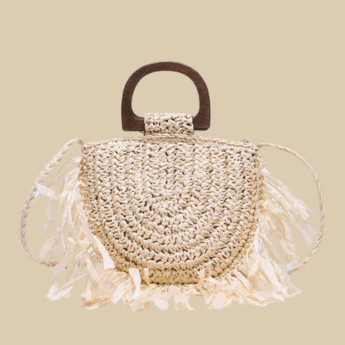 Straw Summer Bag for Women, Natural Summer Vacation Purse in Beige, styled as a SheSelects summer accessory