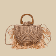 Straw Summer Bag for Women, Natural Summer Vacation Purse in Beige, styled as a SheSelects summer accessory