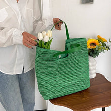 Green Straw Summer Bag for Women, Natural Summer Vacation Purse
