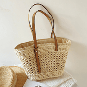 Straw Summer Bag for Women, Natural Summer Vacation Purse in Beige, styled as a SheSelects summer accessory