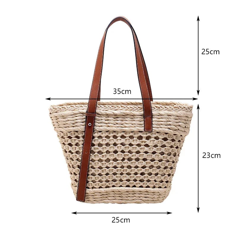 Straw Summer Bag for Women, Natural Summer Vacation Purse in Beige, styled as a SheSelects summer accessory