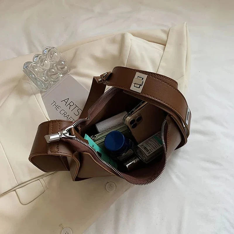 Vegan Leather Handbag for Women, Everyday City Purse in Coffee, styled as a SheSelects summer accessory