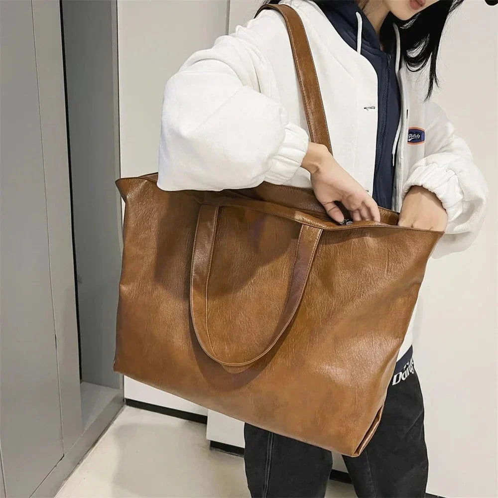 Large Vegan Leather Tote Bag for Women, Soft Everyday Shoulder Purse
