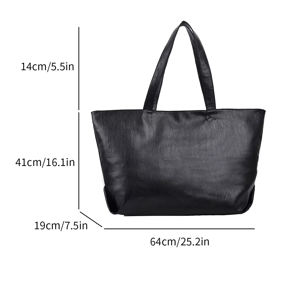 Large Vegan Leather Tote Bag for Women, Soft Everyday Shoulder Purse in Black, styled as a SheSelects summer accessory