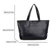 Large Vegan Leather Tote Bag for Women, Soft Everyday Shoulder Purse in Black, styled as a SheSelects summer accessory