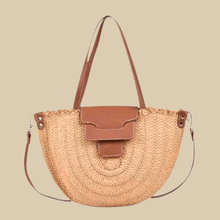 Large Straw Round Bag for Women, Boho Summer Crossbody Purse