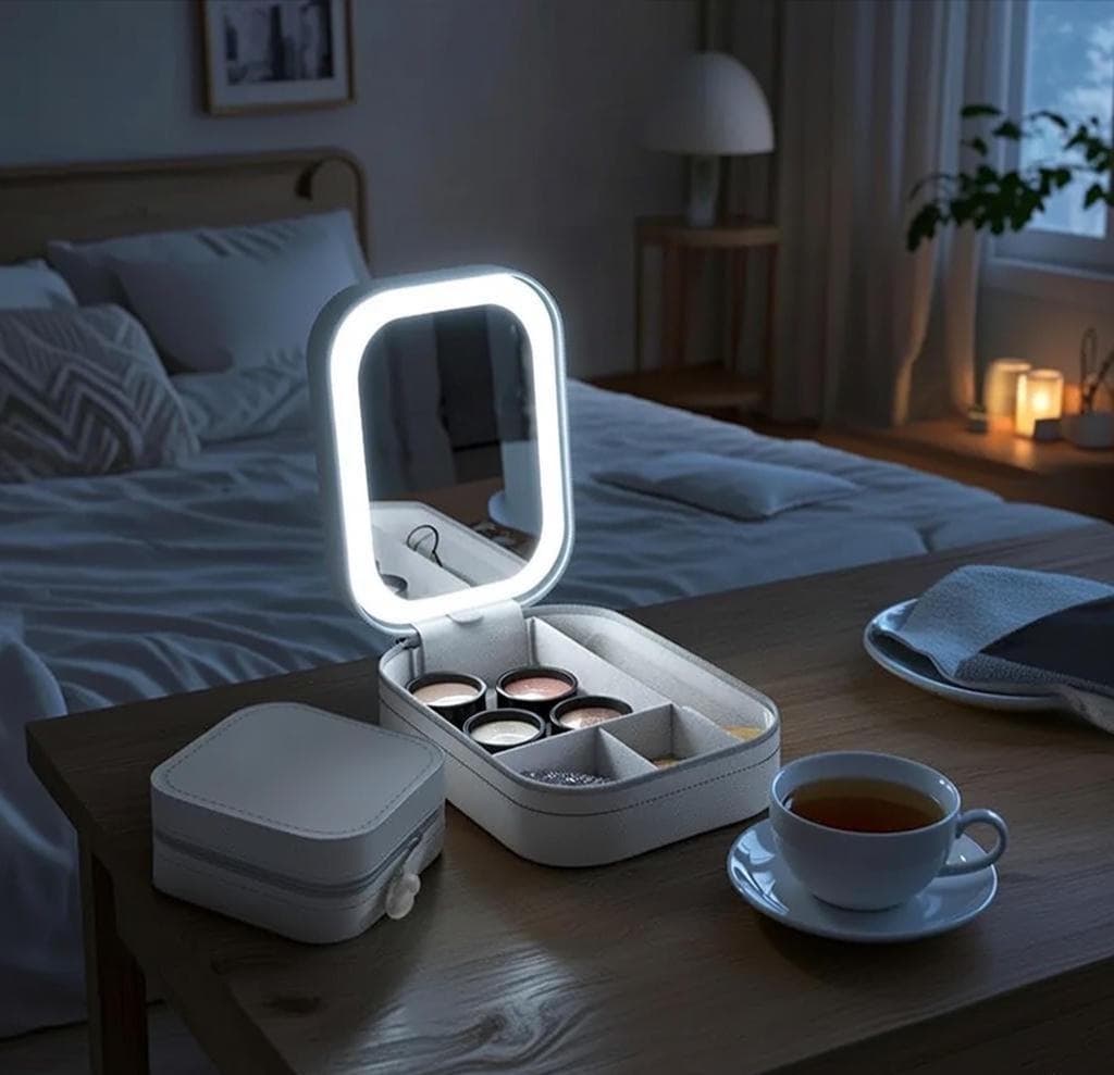 LED Travel Makeup Bag, Lighted Cosmetic Organizer, Vanity Mirror, SheSelects Atelier summer style
