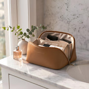 Large Vegan Leather Makeup Bag, Flat Lay Open Toiletry Organizer, Travel Vanity Pouch, SheSelects Atelier summer style