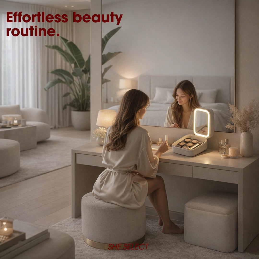 LED Travel Makeup Bag with Mirror, Portable Cosmetic Organizer, Travel Organizer, SheSelects Atelier summer style