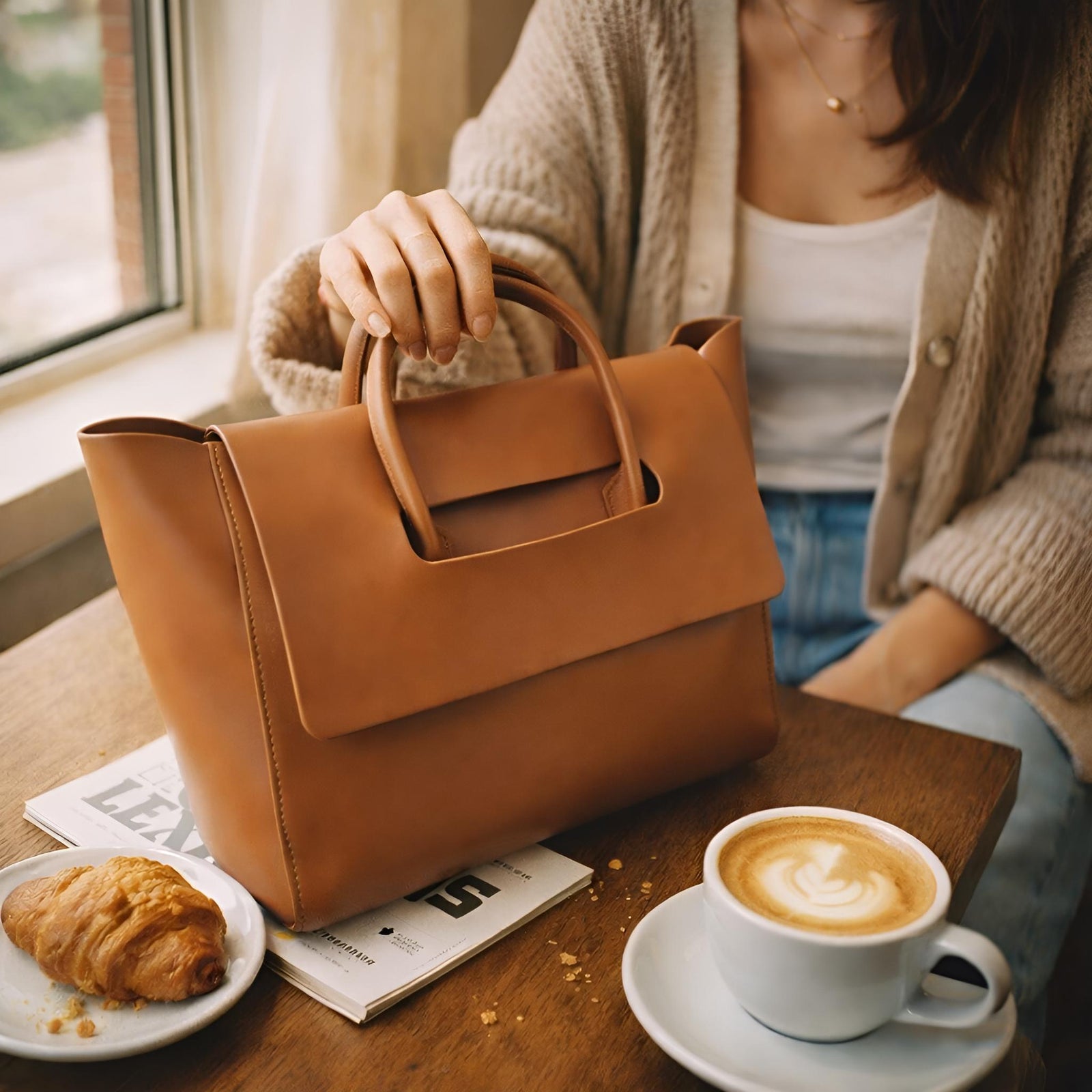 Minimalist Vegan Leather Tote Bag, Large Capacity Work Purse, SheSelects Atelier summer style