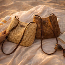 Gewebte Stroh-Einkaufstasche, Reißverschluss-Umhängetasche, minimalistische Sommer-Urlaubstasche