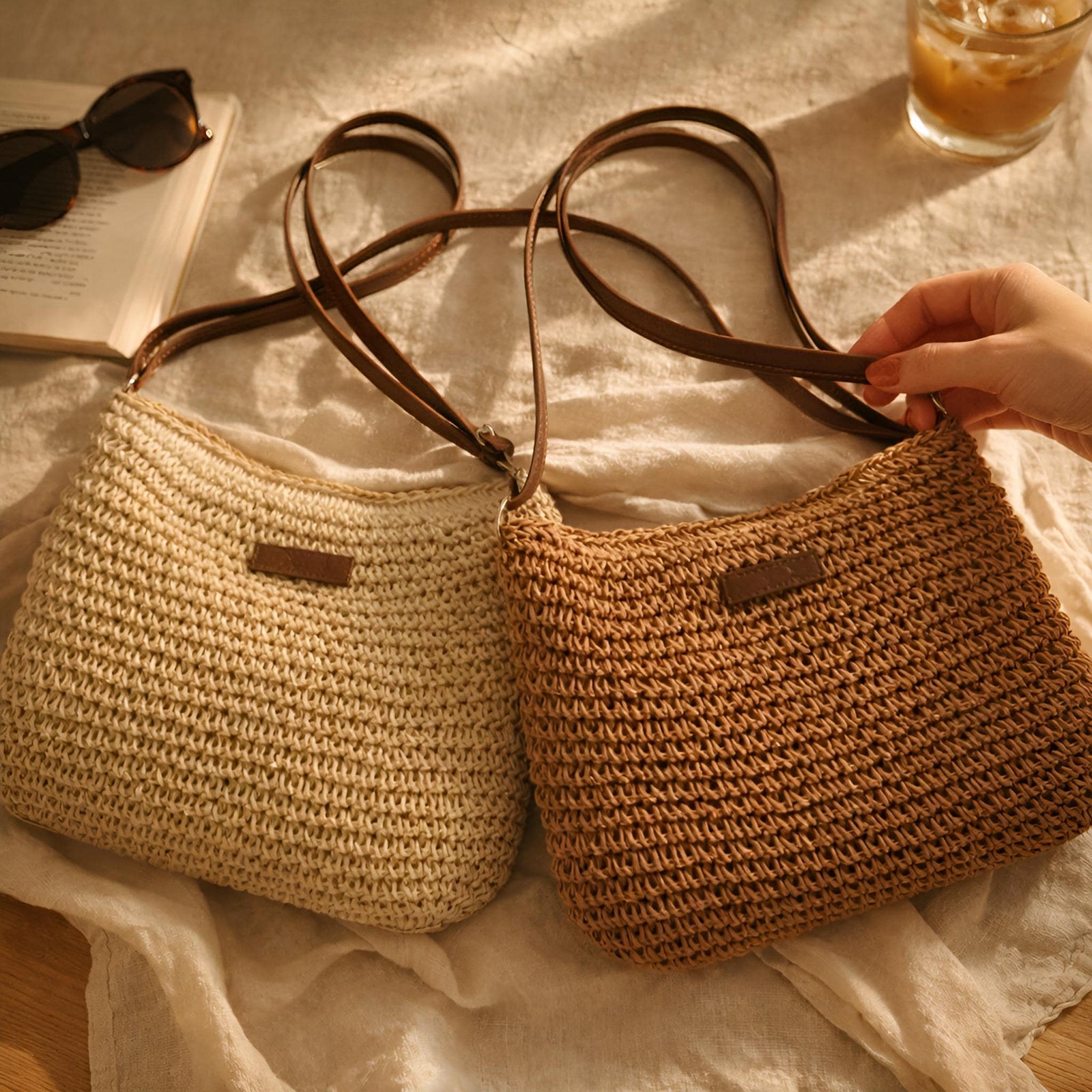 Woven Straw Tote Bag, Zipper Shoulder Purse, Minimalist Summer Vacation Bag, SheSelects Atelier summer style