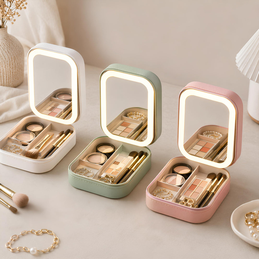 Lighted Makeup Bag, Portable LED Mirror Vanity Organizer, Rechargeable Cosmetic Case, SheSelects Atelier summer style