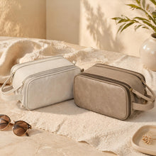 Large Makeup Bag for Women, Waterproof Travel PU Leather Cosmetic Organizer, Dual Zipper Toiletry