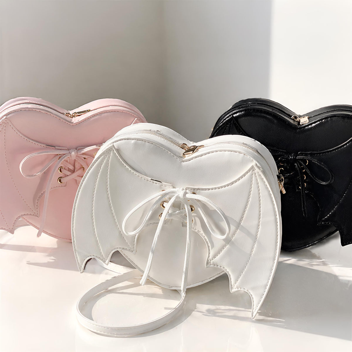 Bat Wing Heart Shaped Shoulder Bag, Vegan Leather Crossbody Purse, SheSelects Atelier summer style