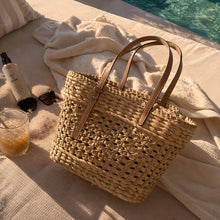Große Stroh-Tragetasche, gewebte Strand-Umhängetasche, leichte Reise-Handtasche, Resort-Tasche