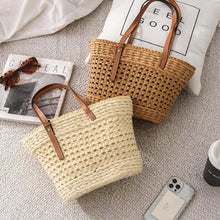 Große Stroh-Tragetasche, gewebte Strand-Umhängetasche, leichte Reise-Handtasche, Resort-Tasche
