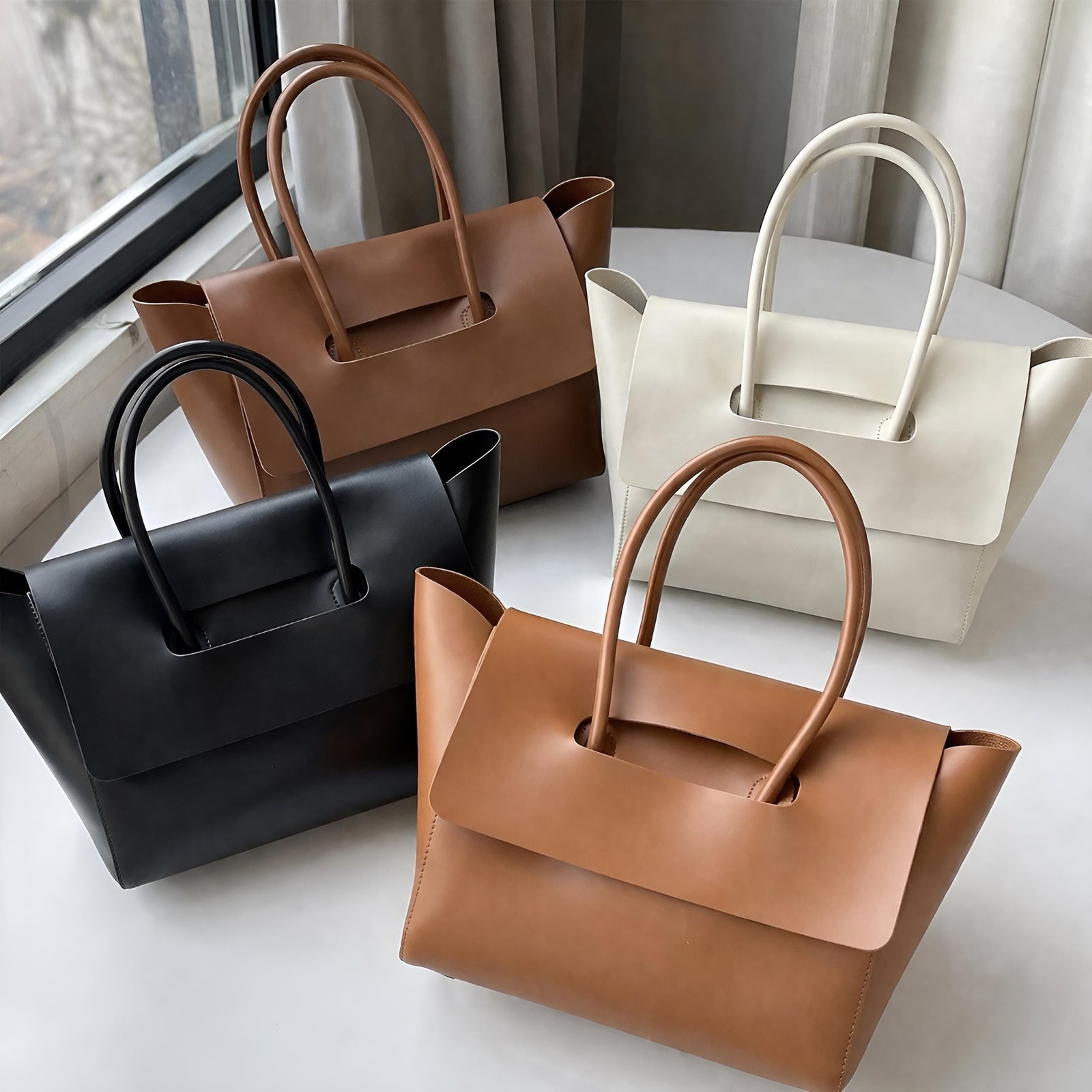 Minimalist Vegan Leather Tote Bag, Large Capacity Work Purse, SheSelects Atelier summer style