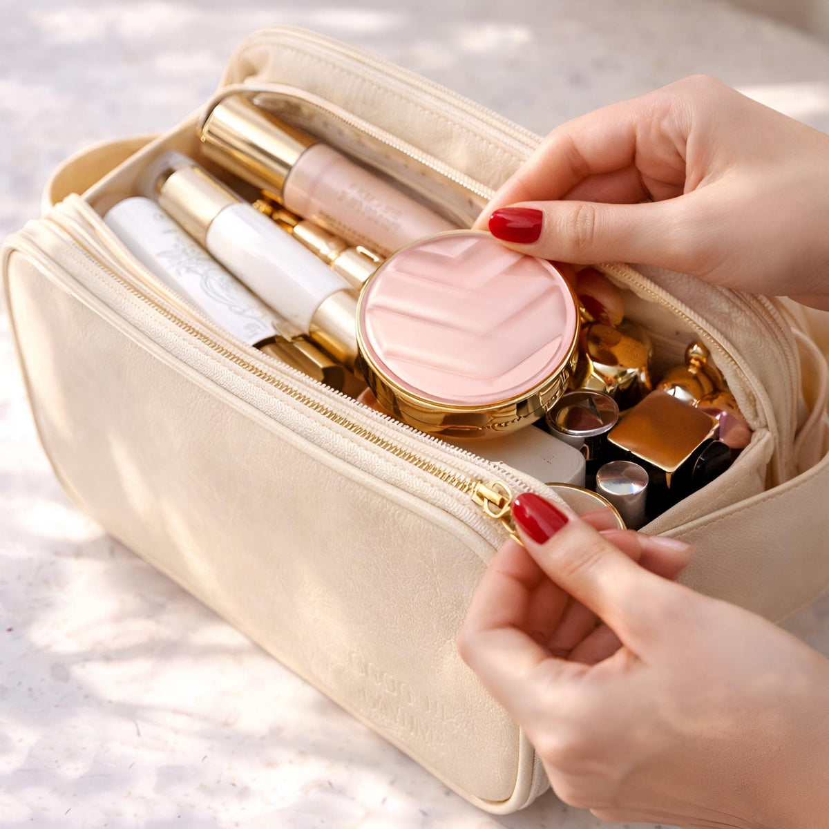 Large Vegan Leather Toiletry Bag, Waterproof Makeup Organizer, Travel Cosmetic Case, SheSelects Atelier summer style