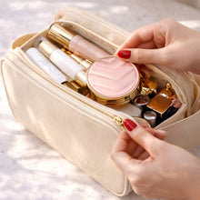 Große Kulturtasche aus veganem Leder – wasserfester Make-up-Organizer für Reisen