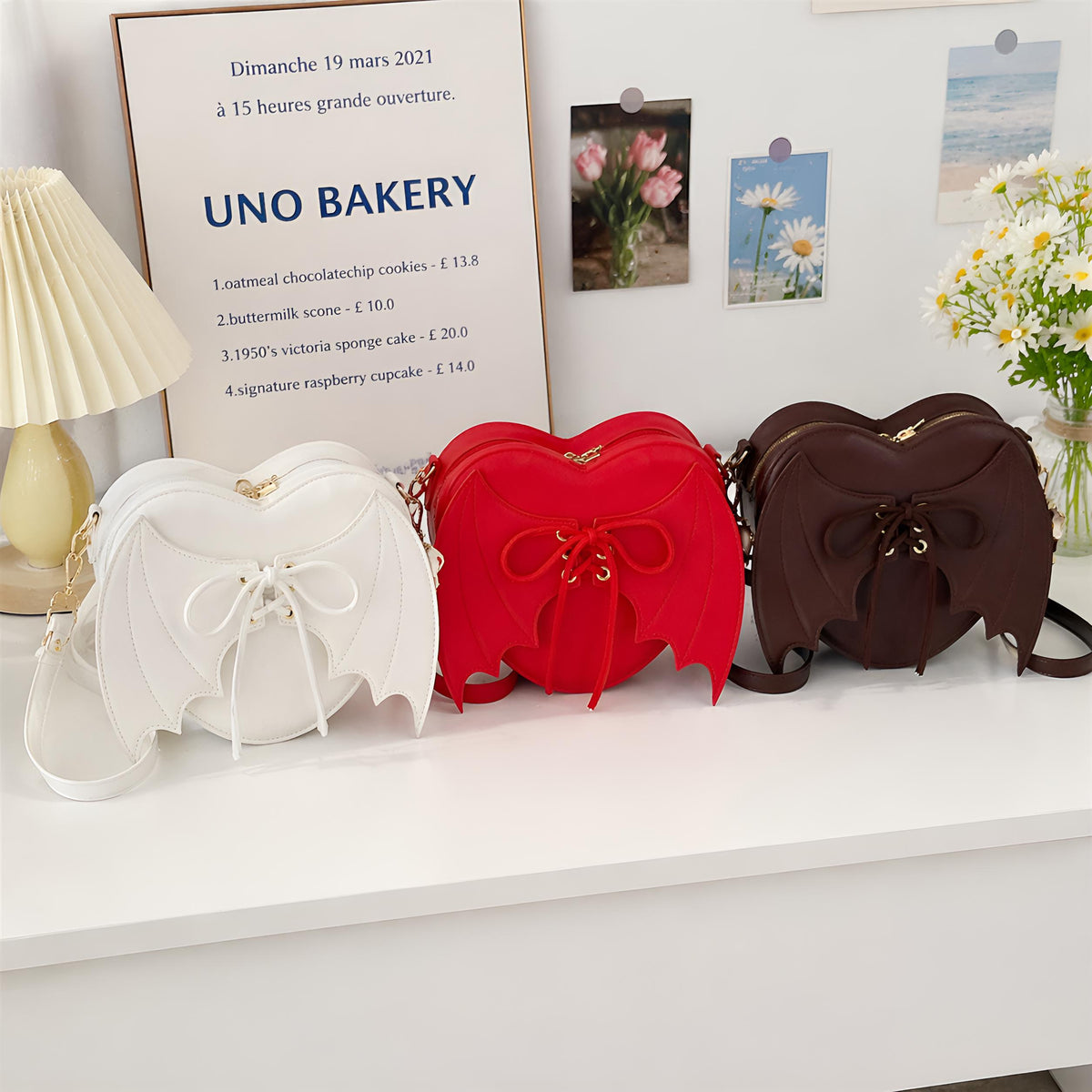 Bat Wing Heart Shaped Shoulder Bag, Vegan Leather Crossbody Purse, SheSelects Atelier summer style
