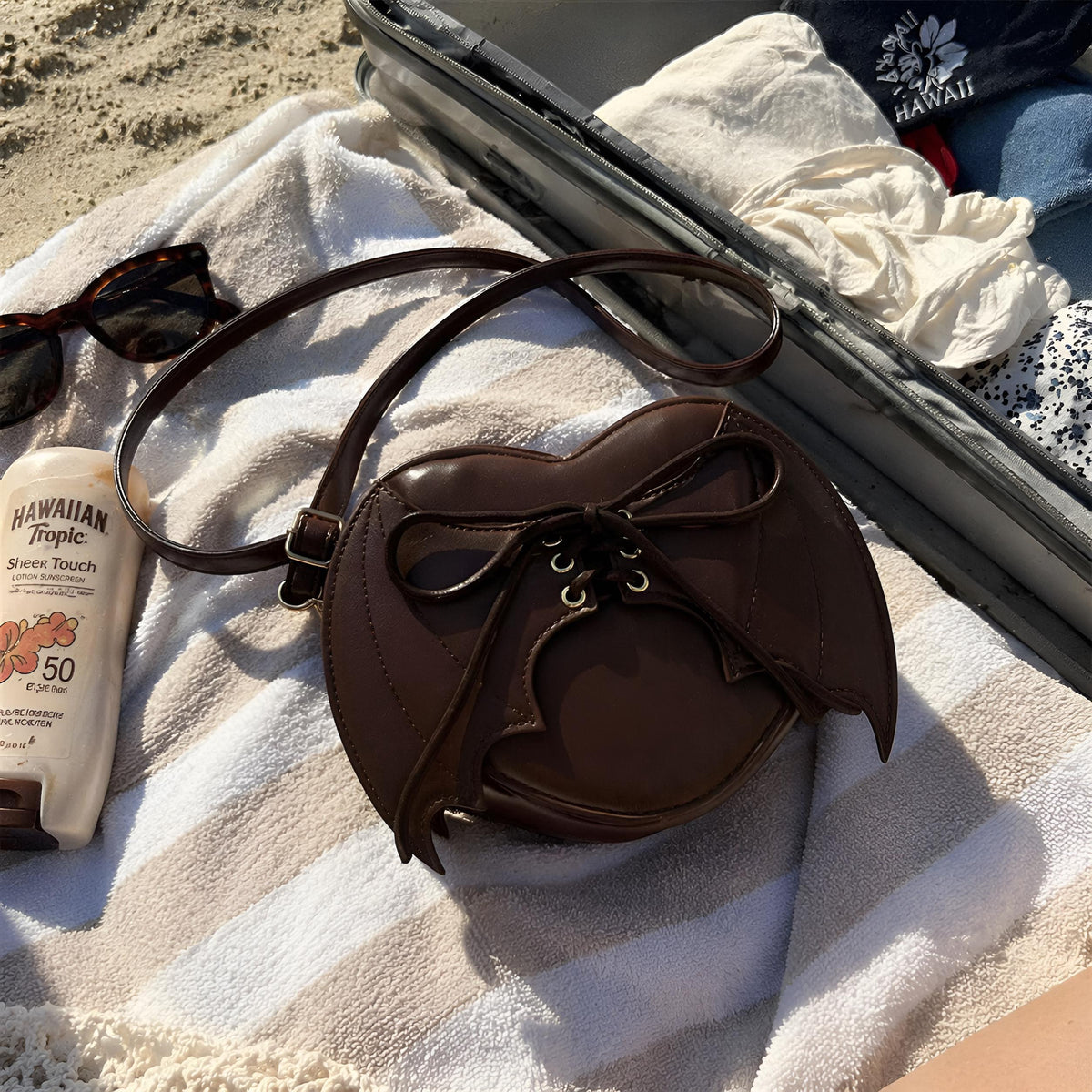 Bat Wing Heart Shaped Shoulder Bag, Vegan Leather Crossbody Purse, SheSelects Atelier summer style