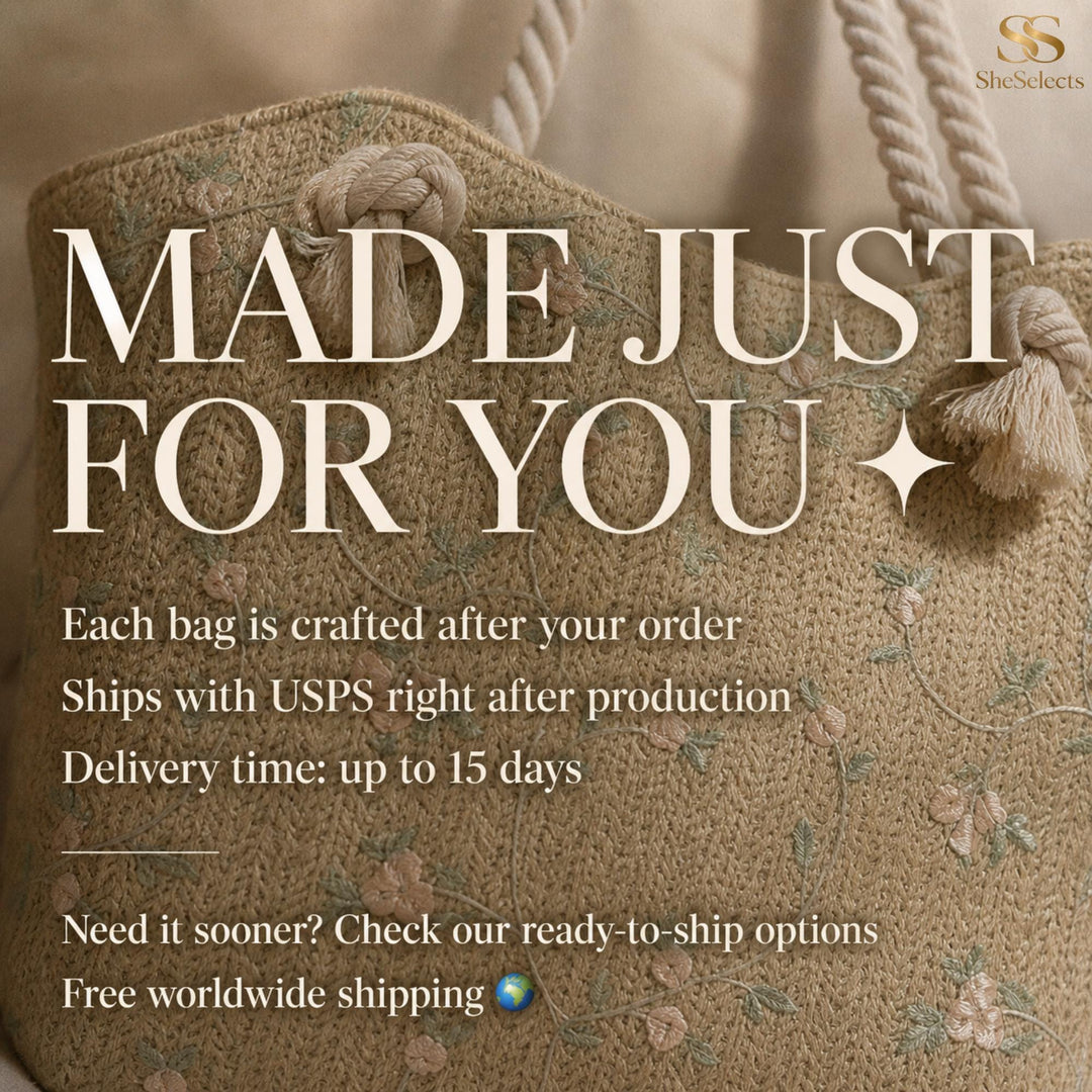 Embroidered Straw Shoulder Bag, Floral Summer Tote, Lightweight Beach Purse, SheSelects Atelier summer style