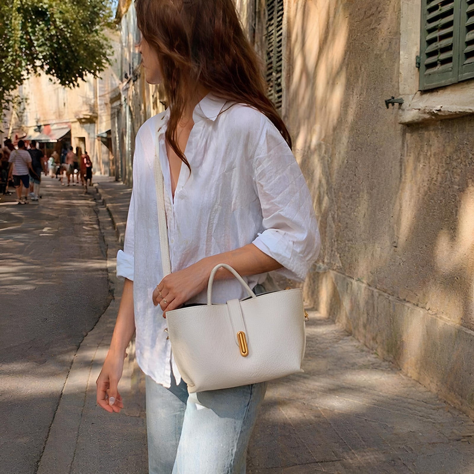 Vegan Leather Tote Bag, Minimalist Shoulder Handbag, High Capacity Zipper Purse, Resort Tote, SheSelects Atelier summer style