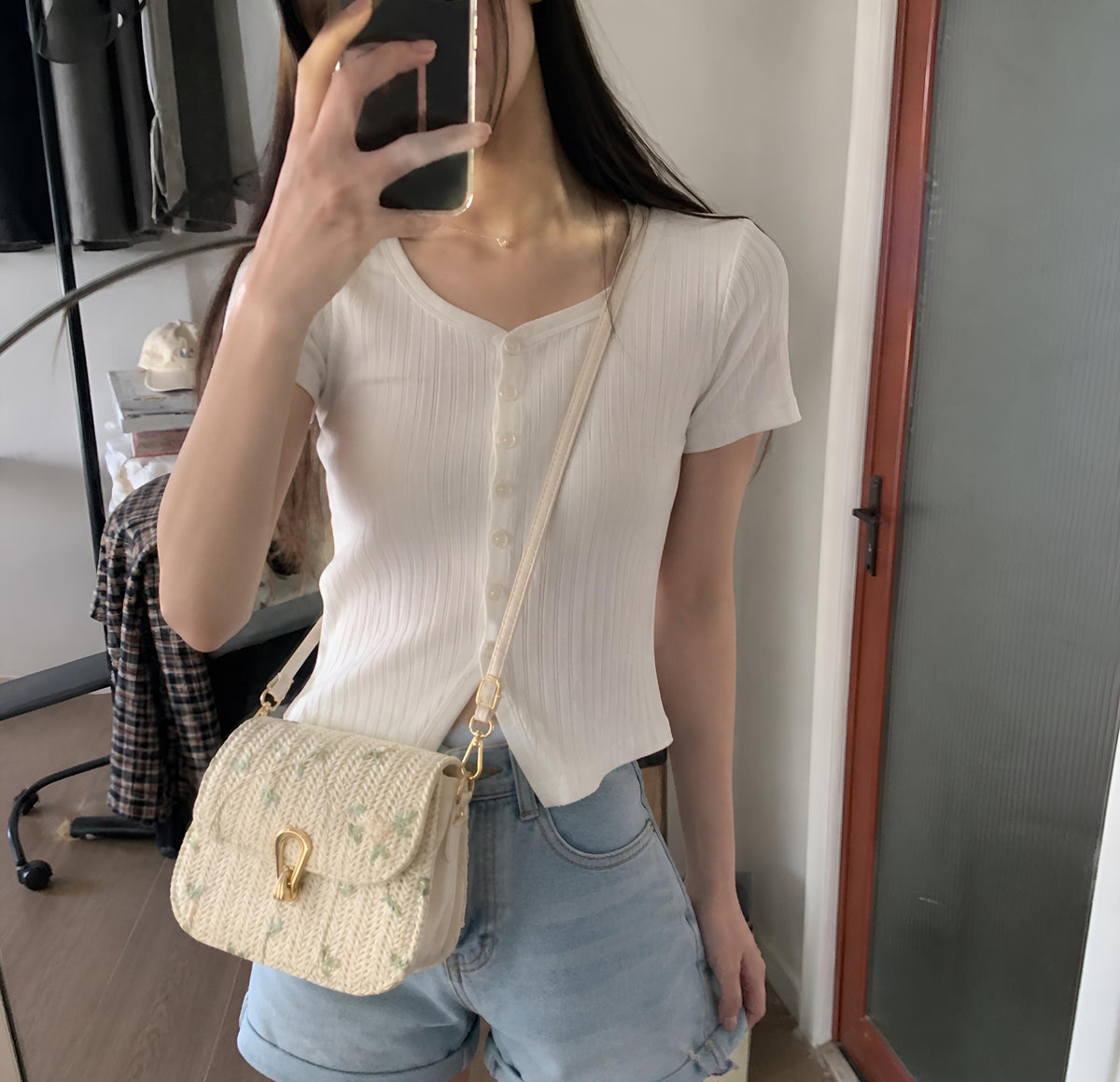 Floral Woven Straw Shoulder Bag, Lightweight Summer Purse for Vacation Outfits, SheSelects Atelier summer style