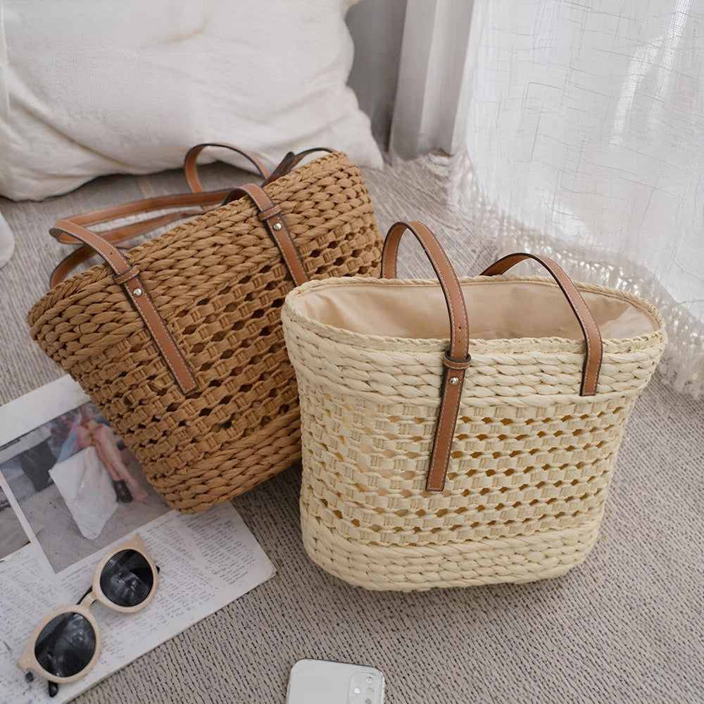 Large Straw Tote Bag, Woven Beach Shoulder Bag for Women, Lightweight Travel Handbag, Resort Tote