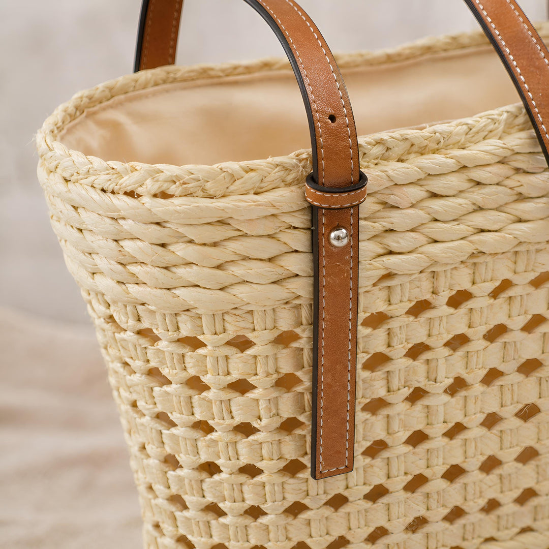 French Market Straw Tote, Large Woven Summer Shopper Bag, SheSelects Atelier summer style