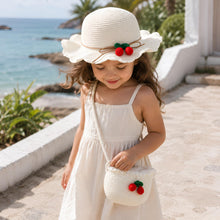 Strohhut- & Taschen-Set mit Kirschdetails – Sommer-Set für Strand & Urlaub