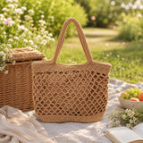 Brown Handwoven Cotton Rope Tote Bag, Soft Summer Shoulder Bag, SheSelects Atelier summer style
