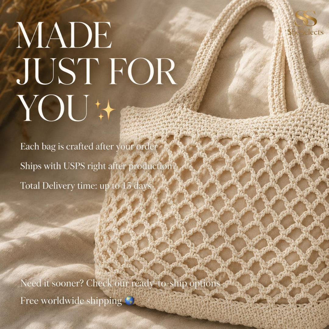 Beige Handwoven Cotton Rope Tote Bag, Soft Summer Shoulder Bag, Resort Tote, SheSelects Atelier summer style
