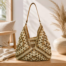 Handmade Straw Shoulder Bag for Women, Woven Summer Hobo Bag