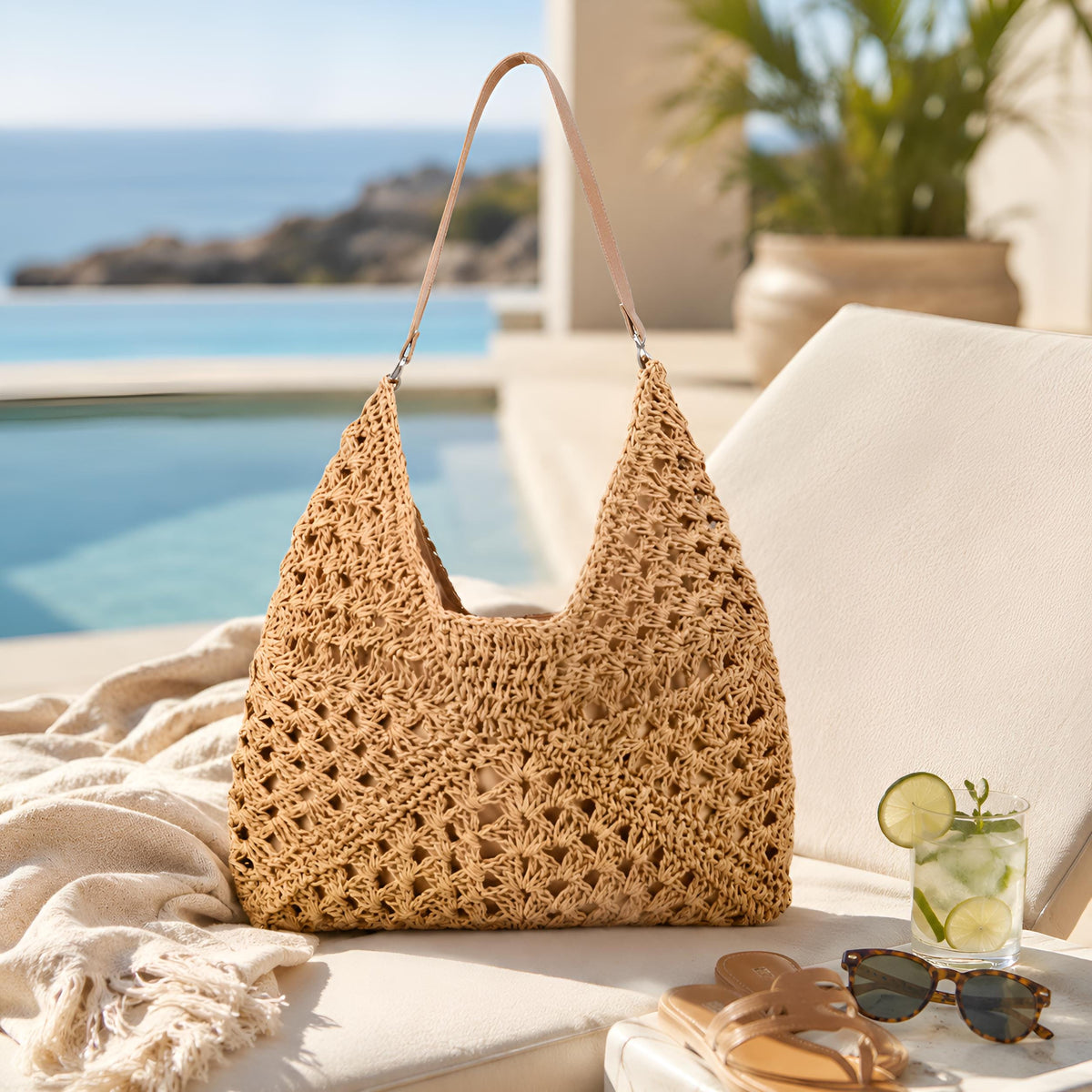 Handmade Straw Shoulder Bag, Woven Summer Hobo Bag, SheSelects Atelier summer style