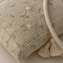 Bestickte Stroh-Einkaufstasche, gewebte Strand-Umhängetasche, Handtasche mit Blumenmuster