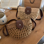 Woven Straw Crossbody Bag, Vegan Leather Flap Shoulder Purse, Summer Beach Handbag, SheSelects Atelier summer style